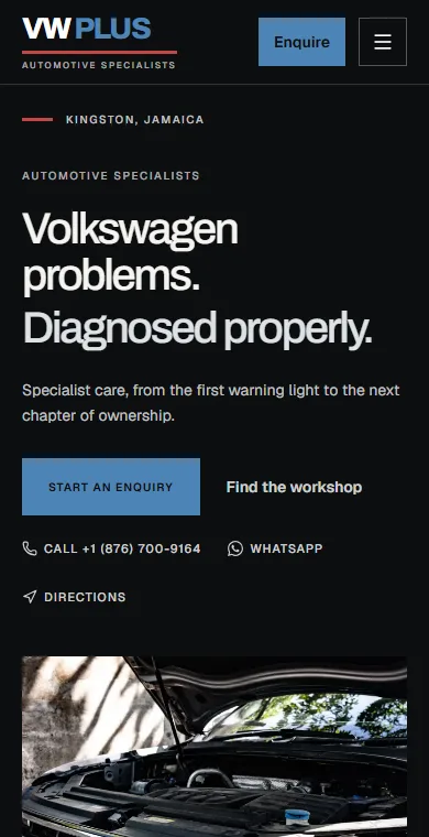 VW Plus mobile homepage, captured 1 October 2026
